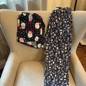 Festive Pajama Bottom Set - Santa and Winter Forest Design